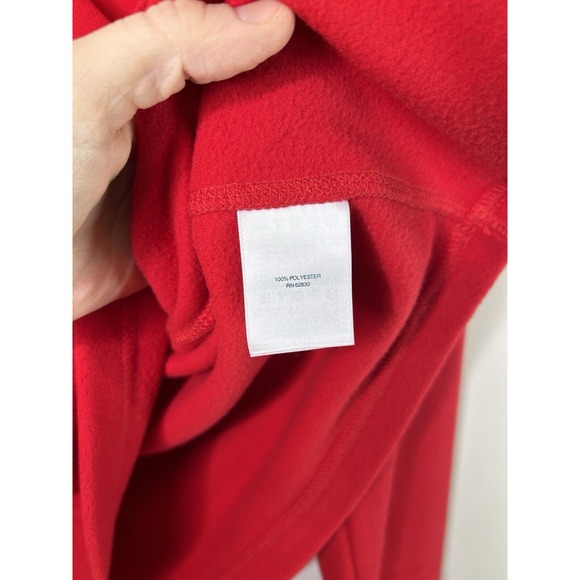 Lands End Fleece Sweatshirt Red Women's 1/4 Zip Pullover Jacket Size Large 14/16 - Picture 4 of 10